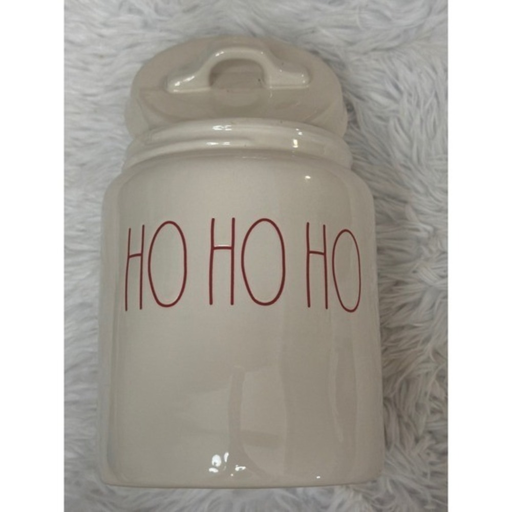 Rae Dunn HO HO HO Christmas Ceramic Canister Magenta Artisan Collection Red